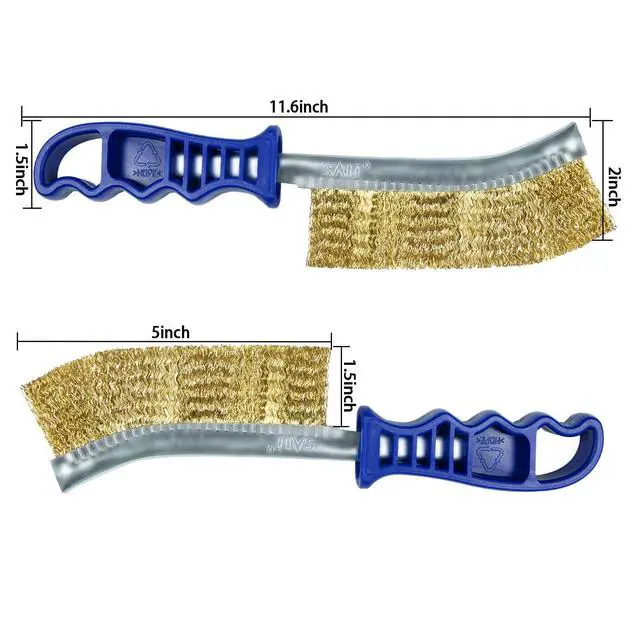 Alt view image 2 of 6 - Wire Brushes for Cleaning Rust Removal Heavy Duty Steel Brush Tool 11" Long Handle with Plastic Handle,for Automotive,Grill,Paint , Welding Slag&HouseholdMore and Thicker Bristles Pack of 2