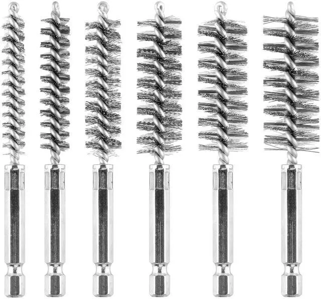Main image of 6Pieces Wire Brush Drill Bore Cleaning Brushes Set | with 1/4 Inch Hex Shank Stainless Steel Wire Twisted Brush for Rust, Cleaning Tubes (8/10/12/15/17/19MM)