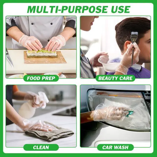 Alt view image 5 of 7 - 100 Pcs Disposable Plastic Gloves Bulk, Clear Food Handling Service Gloves for Kitchen Food Prep Food Service Food Handling Cooking Cleaning, One Size Fits Most