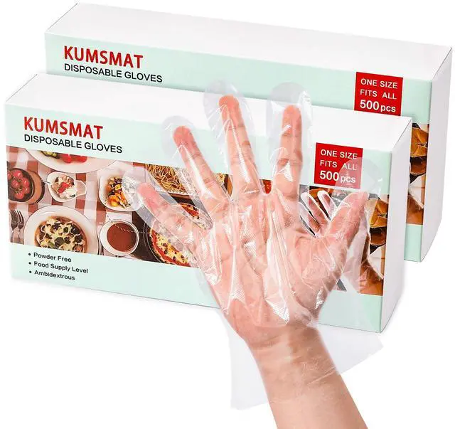 Main image of Disposable Gloves Food Handling and Prep | 500 Count, Latex Free, Clear, One Size, 3.2mil Disposable Plastic Gloves for Kitchen