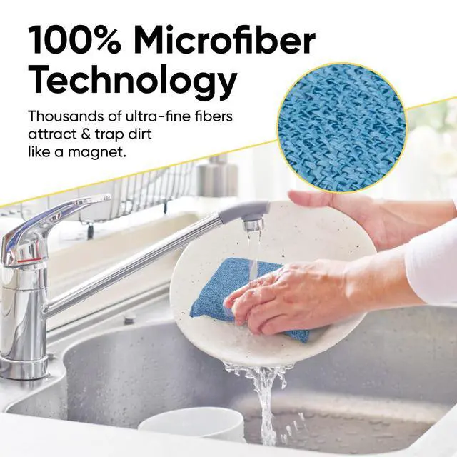 Alt view image 3 of 7 - Miracle Microfiber Scrubbing Sponge, Blue Extra Scrubbing Power Sponge for Kitchen, Sink, Pot, Pan and Dish Washing, Super Absorbent and Rapid Drying 6-Pack