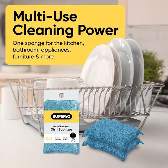Alt view image 7 of 7 - Miracle Microfiber Scrubbing Sponge, Blue Extra Scrubbing Power Sponge for Kitchen, Sink, Pot, Pan and Dish Washing, Super Absorbent and Rapid Drying 6-Pack
