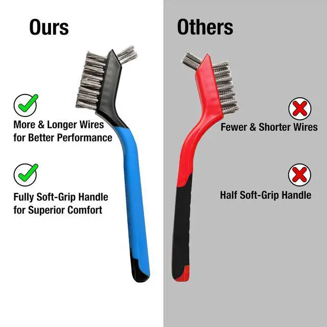 Alt view image 3 of 7 - Mini Wire Brush Set 6Pcs - Stainless Steel Wire with Curved Handle Grip for Rust, Dirt & Paint Scrubbing with Deep Cleaning