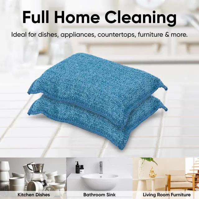 Alt view image 6 of 7 - Miracle Microfiber Scrubbing Sponge, Blue Extra Scrubbing Power Sponge for Kitchen, Sink, Pot, Pan and Dish Washing, Super Absorbent and Rapid Drying 6-Pack