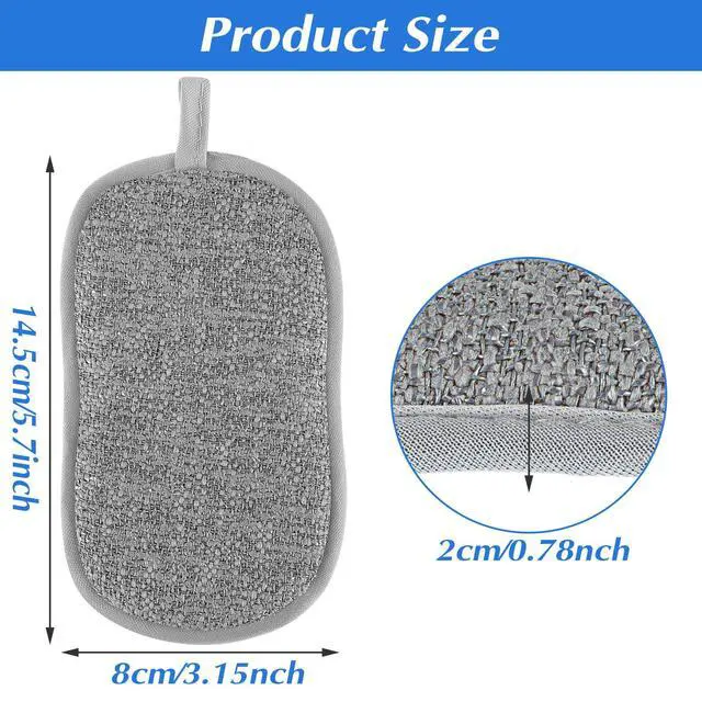 Alt view image 2 of 7 - 6 Pack Multipurpose Dish Scrubber Sponges, Non Scratch Sponge Microfiber Side for Dish Rough Side for Non Stick Cookware Reusable Sponge Scrub Sponge Dishcloth for Sink Pan Pot Countertop(Grey)
