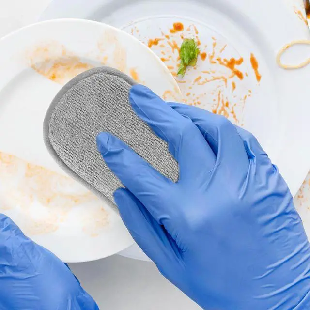 Alt view image 4 of 7 - 6 Pack Multipurpose Dish Scrubber Sponges, Non Scratch Sponge Microfiber Side for Dish Rough Side for Non Stick Cookware Reusable Sponge Scrub Sponge Dishcloth for Sink Pan Pot Countertop(Grey)