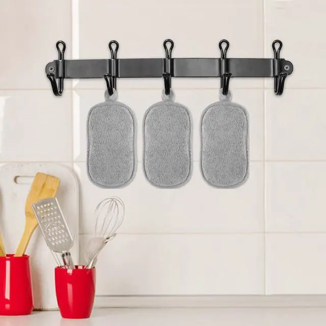Alt view image 6 of 7 - 6 Pack Multipurpose Dish Scrubber Sponges, Non Scratch Sponge Microfiber Side for Dish Rough Side for Non Stick Cookware Reusable Sponge Scrub Sponge Dishcloth for Sink Pan Pot Countertop(Grey)