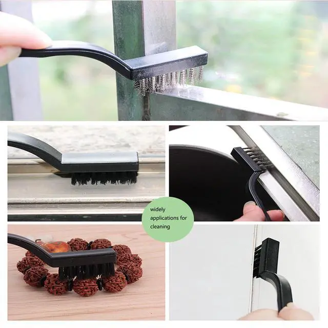 Alt view image 2 of 7 - 3Pcs Mini Wire Brush Set for Cleaning and Rust Removing, 7 Inch Industrial Wire Brushes of Stainless Steel/Nylon/Brass Bristles