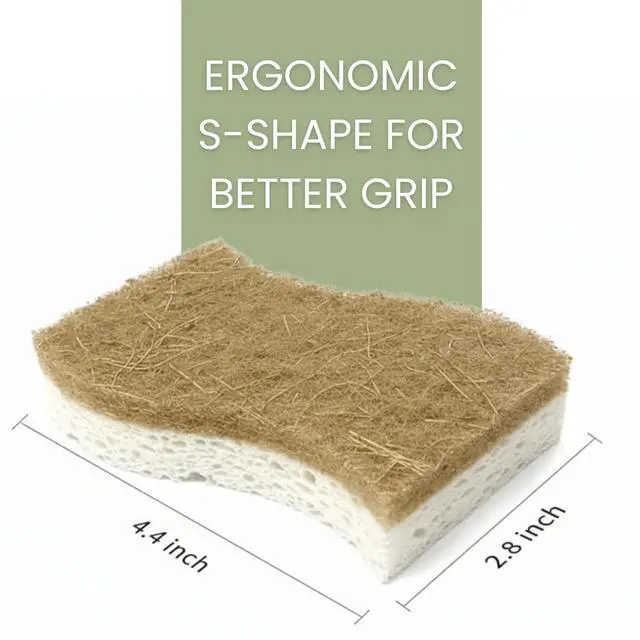 Alt view image 6 of 6 - 12 Pack Non-Scratch & Odor-Free Eco Sponges Natural Biodegradable Cellulose & Coconut Fiber Kitchen Scrubbers Compostable, Zero Waste Sponges for Dishwashing & Cleaning