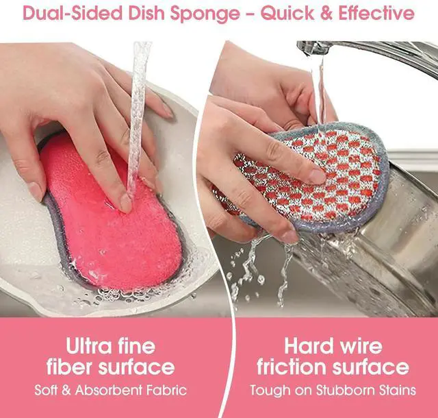 Alt view image 2 of 5 - Multi-Purpose Kitchen Scrub & Microfiber Sponge Durable, Chemical-Free, Machine Washable, Tough Cleaning Power