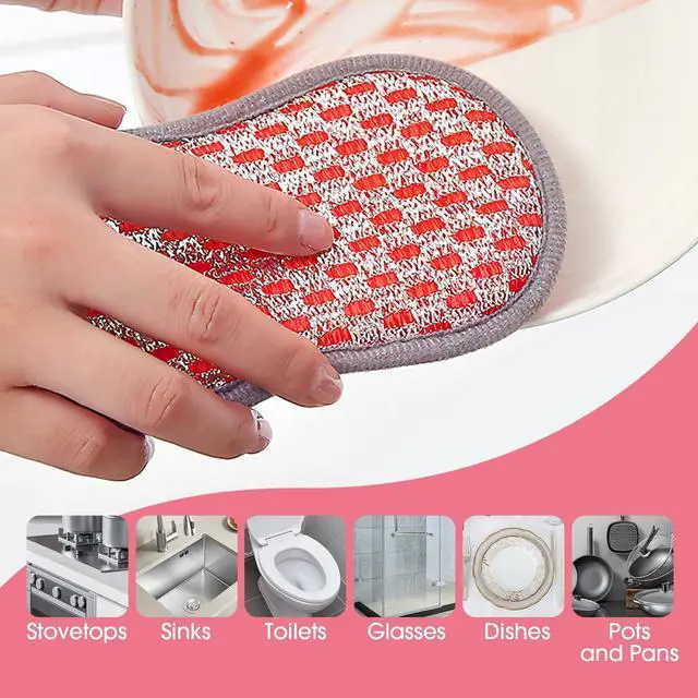 Alt view image 3 of 5 - Multi-Purpose Kitchen Scrub & Microfiber Sponge Durable, Chemical-Free, Machine Washable, Tough Cleaning Power