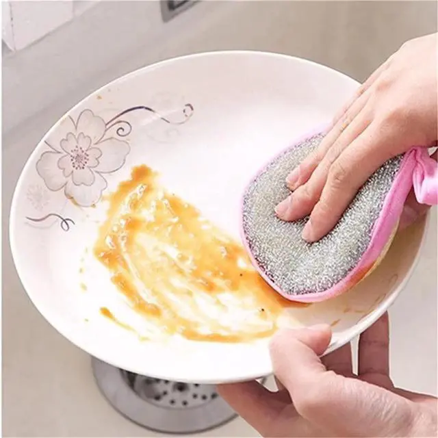 Alt view image 2 of 5 - Dual-Sided Dishwashing Reusable Sponge for Kitchen Round Non-Scratch Scrub Sponges for Dishes, Pots and Pans 5 Pack