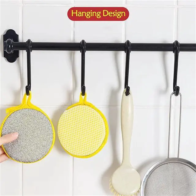 Alt view image 5 of 5 - Dual-Sided Dishwashing Reusable Sponge for Kitchen Round Non-Scratch Scrub Sponges for Dishes, Pots and Pans 5 Pack