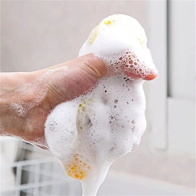 Alt view image 4 of 5 - Dual-Sided Dishwashing Reusable Sponge for Kitchen Round Non-Scratch Scrub Sponges for Dishes, Pots and Pans 5 Pack