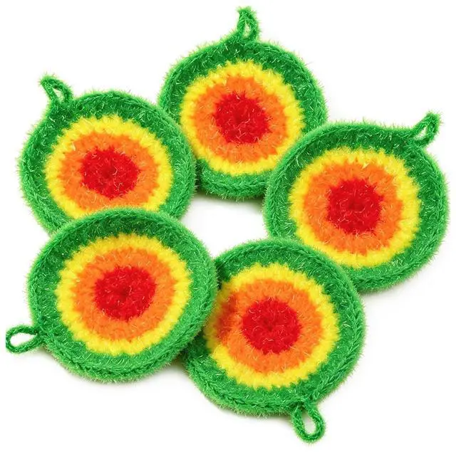 Main image of 5PCS Round Dish Scrubbies,6.3in Kitchen Cleaning Cloth with Hooks | Reusable Dish Scrubber Sponge,Hand-Safe And Odor-Free, Strong Oil Resistance And Easy Foaming