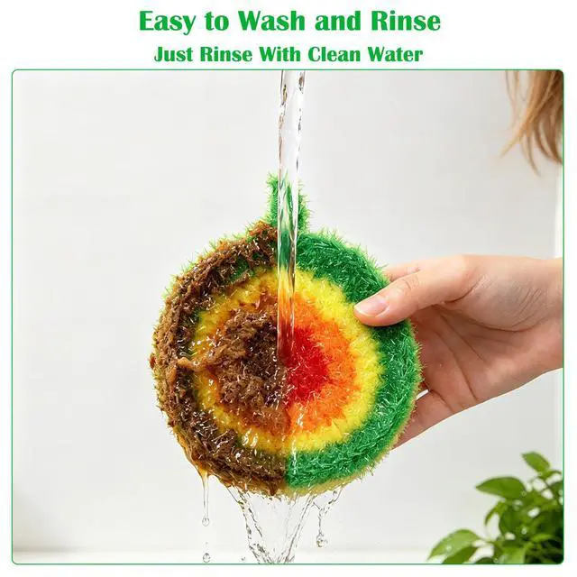 Alt view image 4 of 7 - 5PCS Round Dish Scrubbies,6.3in Kitchen Cleaning Cloth with Hooks | Reusable Dish Scrubber Sponge,Hand-Safe And Odor-Free, Strong Oil Resistance And Easy Foaming