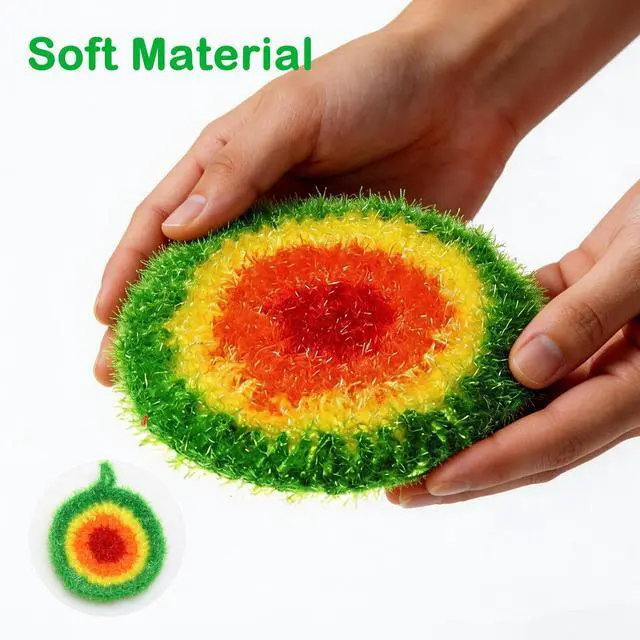 Alt view image 6 of 7 - 5PCS Round Dish Scrubbies,6.3in Kitchen Cleaning Cloth with Hooks | Reusable Dish Scrubber Sponge,Hand-Safe And Odor-Free, Strong Oil Resistance And Easy Foaming