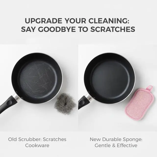 Alt view image 2 of 7 - Dual Sided Kitchen Sponges and Scrubbers 10-Pack, Microfiber Non-Scratch Scouring Pads for Dishes, Pots, Pans, Stainless Steel, Glass Cooktops & Countertops