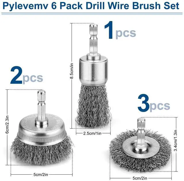 Alt view image 2 of 6 - 6Pcs Wire Wheel Brush Set, Carbon Steel Wire Brush for Drill | Wire Brush Drill Attachment with 1/4 Inch Hex Shank Removes Rust, Paint And Corrosion for Metal Cleaning And DIY Projects