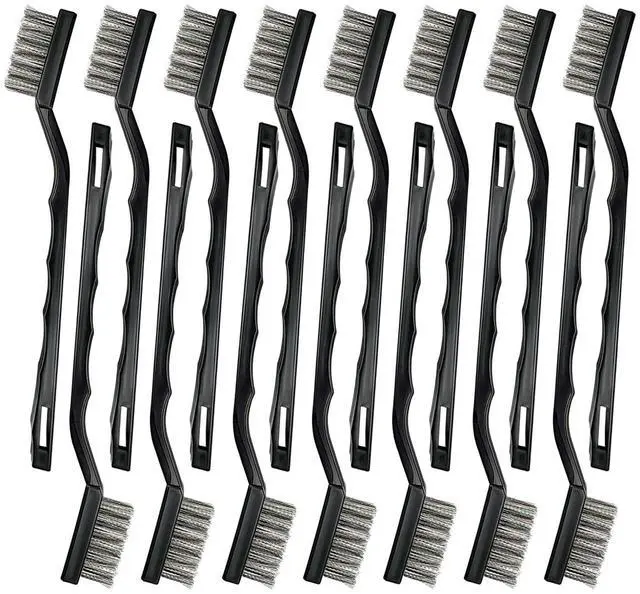 Main image of 15PCS Mini Stainless Steel Wire Brush Set, Curved Handle Masonry Brushes, Wire Bristle Scratch Brush for Cleaning Welding Slag, Rust, Paint, Metal, Wood, Rust Remover Tool