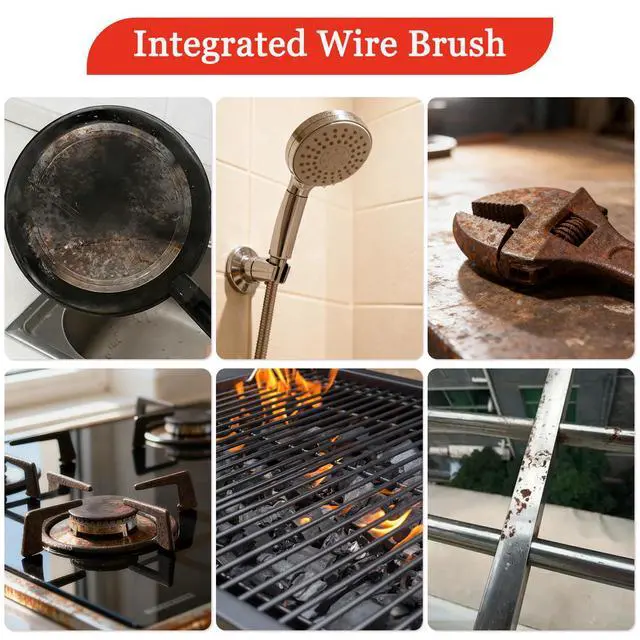 Alt view image 6 of 6 - 2-Pc Stainless Steel Brush Set with Silicone Grips - 7" Heavy Duty Stainless Steel Wire Brush for Paint Removal & Rust Removal, Metal Scraper for Aggressive Cleaning