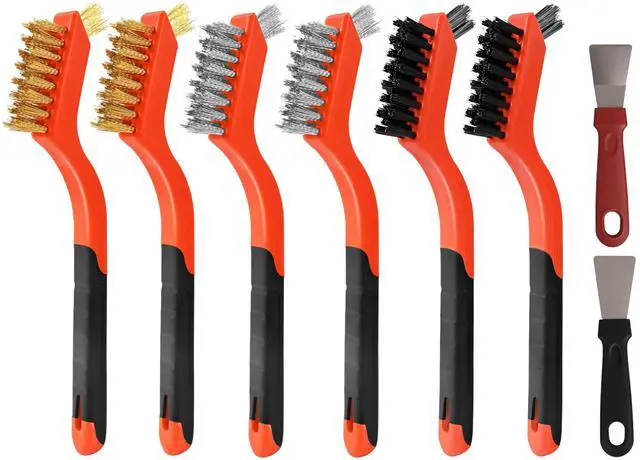 Main image of 6 Pieces Wire Brushes Set, Nylon/Brass/Stainless Steel Bristles | for Cleaning Welding Slag and Rust,Scratch Brush with Mini Head & Hanging Hole for Everyday Cleaning (6, combo pack)