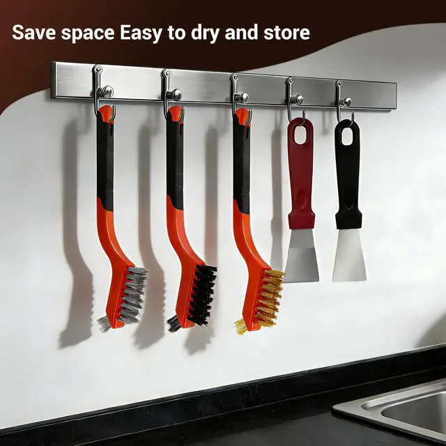 Alt view image 4 of 7 - 6 Pieces Wire Brushes Set, Nylon/Brass/Stainless Steel Bristles | for Cleaning Welding Slag and Rust,Scratch Brush with Mini Head & Hanging Hole for Everyday Cleaning (6, combo pack)