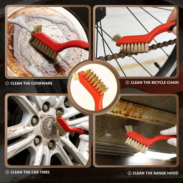 Alt view image 5 of 7 - 6 Pieces Wire Brushes Set, Nylon/Brass/Stainless Steel Bristles | for Cleaning Welding Slag and Rust,Scratch Brush with Mini Head & Hanging Hole for Everyday Cleaning (6, combo pack)