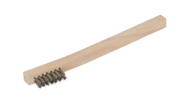 Alt view image 2 of 3 - Stainless Steel 1200-Bristle Count Wire Brush for Mechanics and Painters, Removes Rust and Paint from Metals, Wood Handle, 5 Pack