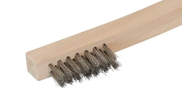 Alt view image 3 of 3 - Stainless Steel 1200-Bristle Count Wire Brush for Mechanics and Painters, Removes Rust and Paint from Metals, Wood Handle, 5 Pack