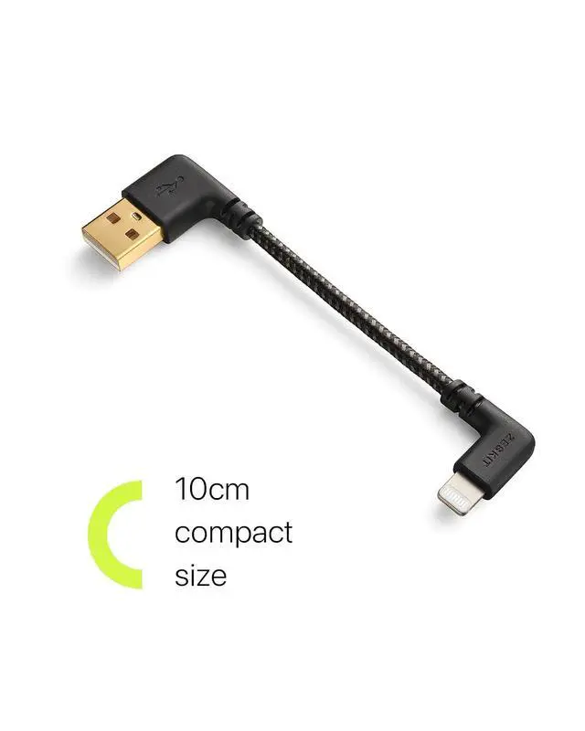 Alt view image 6 of 6 - USB to Lightning Cable MFi Certified (Short 10cm inch Braided) L Shape Right Angle, Compatible with Apple iPhone iPad AirPods for CarPlay Charging & Sync DJI Head-Fi Amp DAC Power Bank Charger