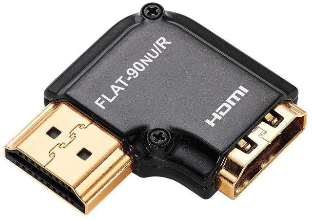 Main image of HDMI Adapter Male to Female Right Angle, Zinc Alloy Full Shielding 24K Gold Plated Connectors (FLAT-90NU/R)