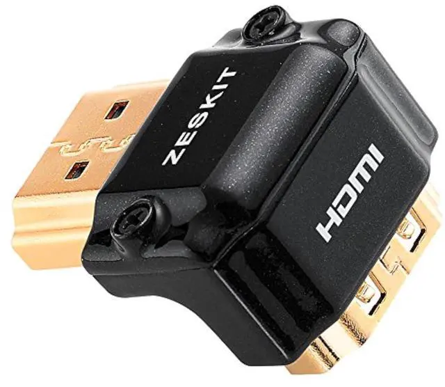 Main image of HDMI Adapter Male to Female Right Angle, Zinc Alloy Full Shielding 24K Gold Plated Connectors (SIDE-90/W)