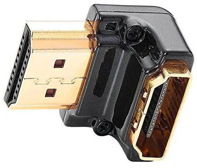 Main image of HDMI Adapter Male to Female Right Angle, Zinc Alloy Full Shielding 24K Gold Plated Connectors (SIDE-90/N)