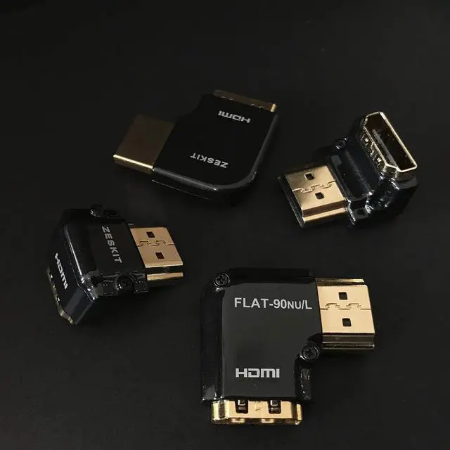 Alt view image 4 of 4 - HDMI Adapter Male to Female Right Angle, Zinc Alloy Full Shielding 24K Gold Plated Connectors (SIDE-90/W)