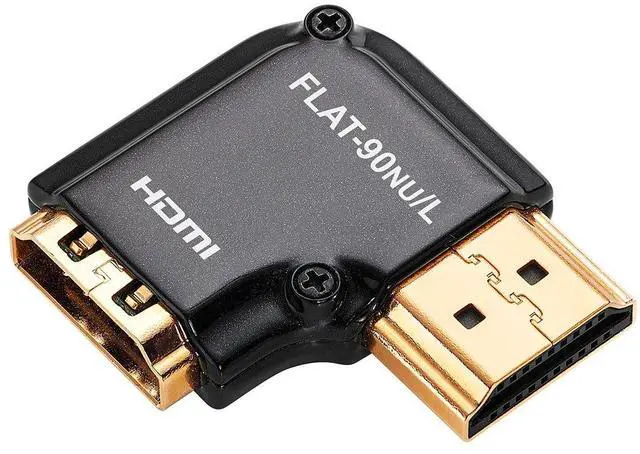 Main image of HDMI Adapter Male to Female Right Angle, Zinc Alloy Full Shielding 24K Gold Plated Connectors (FLAT-90NU/L)