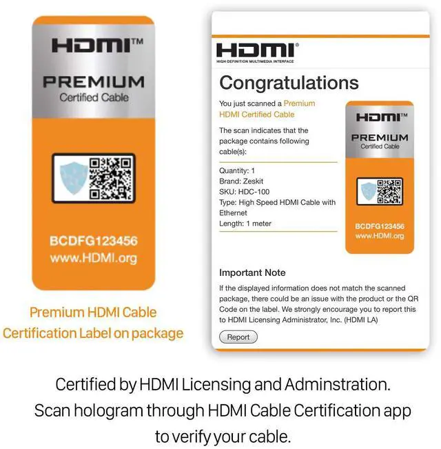 Alt view image 2 of 5 - Cinema Certified Premium HDMI Cable High Speed with Ethernet 3ft