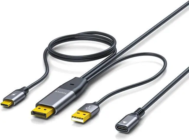 Main image of DisplayPort to USB-C Cable, DP to Type-c Female with Power Supply Suitable for Portable Displays and AR Glasses, Compatible with Type-C Display Devices Xreal, Rokid and RayNeo