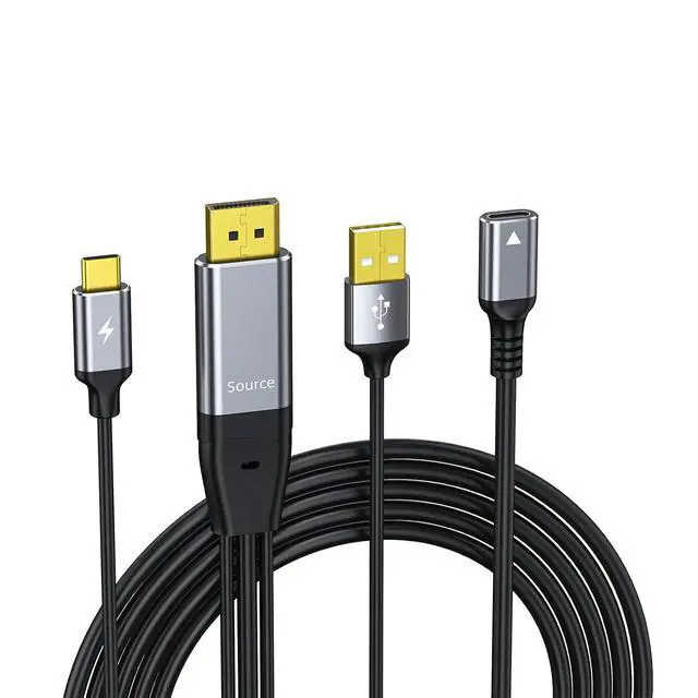 Alt view image 7 of 7 - DisplayPort to USB-C Cable, DP to Type-c Female with Power Supply Suitable for Portable Displays and AR Glasses, Compatible with Type-C Display Devices Xreal, Rokid and RayNeo