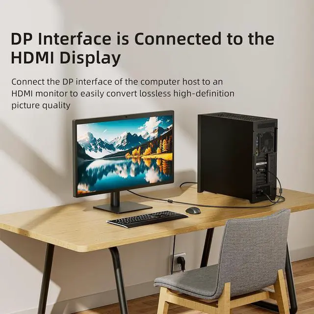 Alt view image 4 of 7 - Active DisplayPort to HDMI Cable 10ft 4K@60Hz, DP to HDMI Adapter with 2K@144Hz/1080P@144Hz for Monitor, PC, Laptop, TV, Projector