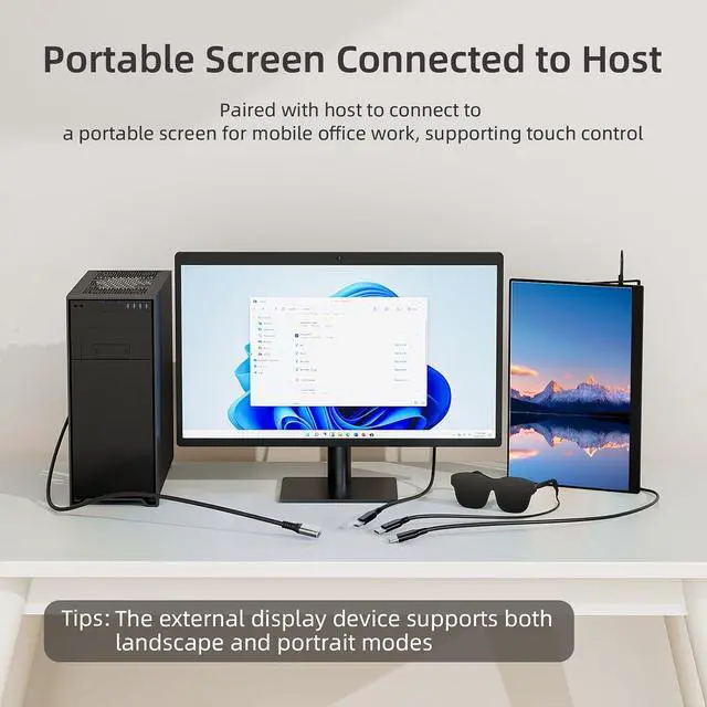 Alt view image 4 of 5 - DisplayPort to USB C Female Adapter Cable, 4K/60, for AR Glasses, Portable Monitor, Connect to Host/PC, Compatible with Xreal, Viture and More AR Glasses
