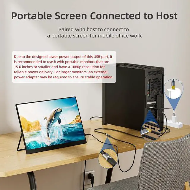 Alt view image 3 of 5 - DisplayPort to USB C Female Adapter Cable, 4K/60, for AR Glasses, Portable Monitor, Connect to Host/PC, Compatible with Xreal, Viture and More AR Glasses