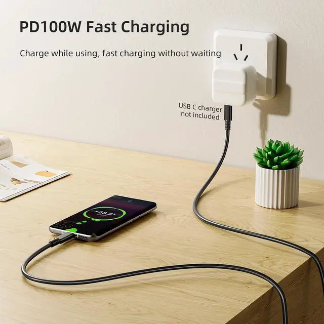 Alt view image 5 of 7 - USB C to USB C Cable 16.4FT, PD 100W/20Gbps Type C to C Cable, 4K@60Hz Video and Audio Output Cord USB3.2 Fast Charging Suitable for MacBook Pro, iPad Pro, Samsung Galaxy, Portable Monitor