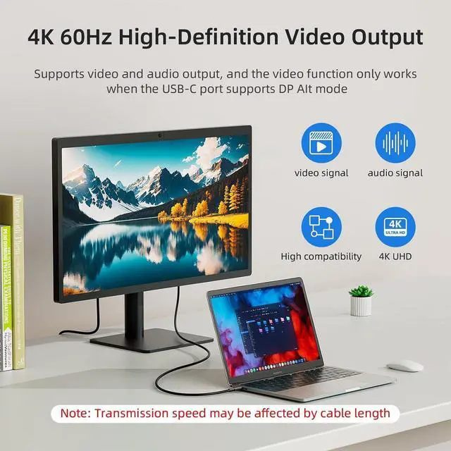 Alt view image 4 of 7 - USB C to USB C Cable 16.4FT, PD 100W/20Gbps Type C to C Cable, 4K@60Hz Video and Audio Output Cord USB3.2 Fast Charging Suitable for MacBook Pro, iPad Pro, Samsung Galaxy, Portable Monitor