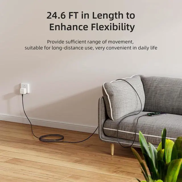 Alt view image 6 of 7 - USB C to USB C Cable 24.6FT, PD 100W/20Gbps Type C to C Cable, 4K@60Hz Video and Audio Output Cord USB3.2 Fast Charging Suitable for MacBook Pro, iPad Pro, Samsung Galaxy, Portable Monitor