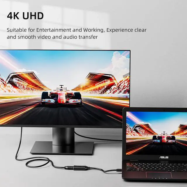 Alt view image 2 of 7 - Mini DisplayPort to HDMI Adapter, Active Mini DP to HDMI Converter 4K UHD, Thunderbolt Compatible mini DisplayPort Male to HDMI Female Video Adapter for Monitor, Projector, MacBook, Laptop