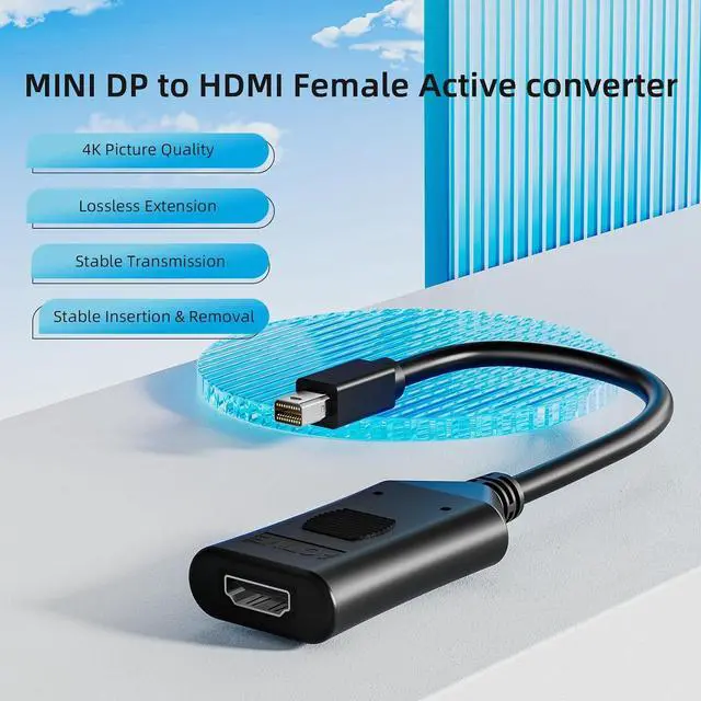 Alt view image 7 of 7 - Mini DisplayPort to HDMI Adapter, Active Mini DP to HDMI Converter 4K UHD, Thunderbolt Compatible mini DisplayPort Male to HDMI Female Video Adapter for Monitor, Projector, MacBook, Laptop