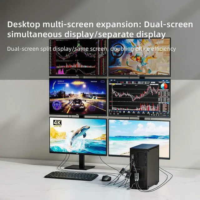 Alt view image 5 of 7 - USB to Dual HDMI Adapter 4K, USB 3.0/USB-C to 2 HDMI Displaylink Adapter for Dual Monitors, Extend & Mirror, Compatible with Windows, Apple MacM1/M2/M3, Driver Required