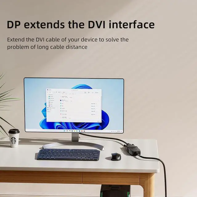 Alt view image 3 of 6 - DisplayPort to DVI Adapter, Active DisplayPort Male to DVI Female Video Adapter 1080P Full HD for Monitor, Projector, HDTV, PC, Laptop