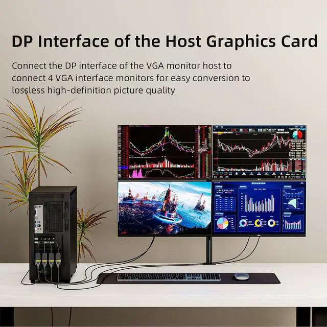 Alt view image 2 of 6 - DisplayPort to DVI Adapter, Active DisplayPort Male to DVI Female Video Adapter 1080P Full HD for Monitor, Projector, HDTV, PC, Laptop